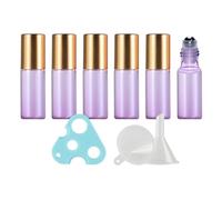 LusDoly 6 Pezzi Viola Bottiglia da 5 ml Roll On Vuoto Portatile Oli Essenziali Bottiglie in Vetro Per Profumi, Liquidi, Oli Essenziali