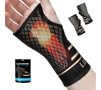 Lusenone Confezione da 2 supporti per polso in rame per tunnel carpale, mano sinistra/destra, per donne e uomini, supporto per polso a compressione per tendinite, artrite, RSI, distorsioni, sollievo