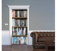 LuSeven adesivi porta Libreria libri conoscenza collezione di libri 77x200cm 3D autoadesivo rimovibile impermeabile fai da te 3D adesivo porta decorativo adesivo decorativo porta porta murale fai da t