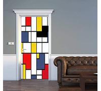 LuSeven porta vinili Colore graffiti geometrici pattern 90x215cm Porta murale PVC Adesivo per porte Autoadesivo vinile HD stampa Applique Porta a muro decorazione famiglia camera
