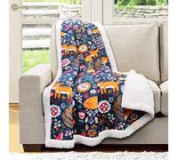 Lush Decor 16T000553 Pixie Fox Sherpa Throw, 152,4 x 127 cm Navy