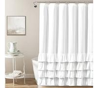 Lush Decor Allison - Tenda da doccia con volant, 170 cm, colore: Bianco