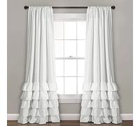 Lush Decor, Allison - Tende a pannello con volant, per soggiorno, sala da pranzo, camera da letto (coppia), 213,4 x 101,6 cm, 101,6 x 213,4 cm (larghezza x lunghezza), colore: bianco
