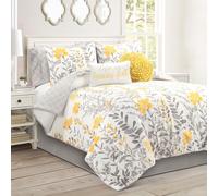 Lush Decor Aprile Soft - Set di 8 piumini reversibili, per letto king size, colore: giallo e grigio