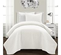 Lush Decor Ava Diamond Oversize - Set copripiumino in cotone, 2 pezzi, colore: Bianco