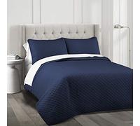 Lush Decor Ava Diamond, Set copripiumino oversize in cotone, 3 pezzi, per letto king size, colore: blu navy