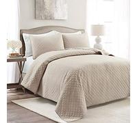 Lush Decor Ava Diamond - Set di biancheria da letto, 3 pezzi, colore: neutro, per letto king size, colore: Lime