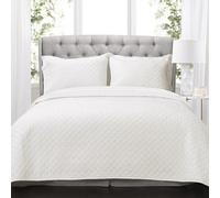 Lush Decor Ava Quilt Diamond Pattern Solid 3 pezzi Oversize Bedding Blanket Set - King - Bianco