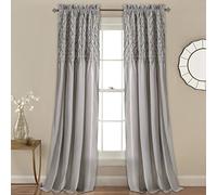 Lush Decor Bayview Pintuck-Tende semitrasparenti testurizzate per Soggiorno, Sala da Pranzo, Camera da Letto (Coppia), Poliestere, Grigio, 84" x 52"