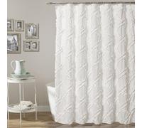 Lush Decor Bianco Tenda da Doccia con Volant, Motivo Rustico Shabby Chic, 182,9 x 182,9 cm, Colore, Poliestere, 72 Inches x 72 Inches