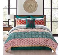 Lush Decor Boemia a righe, poliestere, turchese e arancione, king size