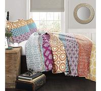 Lush Decor Bohemian Stripe, Cotone, fucsia & Orange, Full/Queen