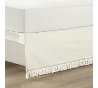 Lush Decor Boho Fringe - Mantovana giroletto da 38 cm, facile da montare, per letto matrimoniale, colore: bianco sporco