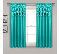 Lush Decor Circle Dream - Set di tende a pannello per soggiorno, sala da pranzo, camera da letto (coppia), 137 x 160 cm, turchese