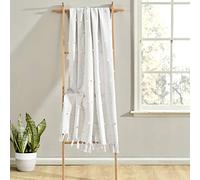 Lush Decor Coperta in cotone trapuntato, con frange e nappe, colore: bianco