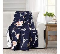 Lush Decor Coperta reversibile vintage con scritta Paris Rose e farfalle, 127 x 152,4 cm