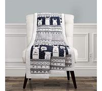 Lush Decor Coperta Sherpa reversibile a righe con lama - 152,4 x 127 cm, blu navy