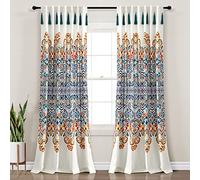 Lush Decor Coppia di tende a pannello con medaglione bohémien, 132 x 213 cm (larghezza x lunghezza), turchese e mandarino
