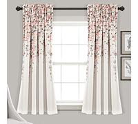 Lush Decor Coppia di tende a pannello filtranti con fiori, 132 x 160 cm (L x l) + 5 cm di architrave, color cipria e grigio, moderne tende floreali per soggiorno, sala da pranzo, camera da letto