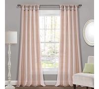 Lush Decor - Coppia di tende a pannello in iuta con passanti annodati, 114 x 213 cm (larghezza x lunghezza), rosa cipria