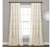 Lush Decor - Coppia di tende a pannello Nova con volant, 106,7 x 241,3 cm (larghezza x lunghezza), avorio