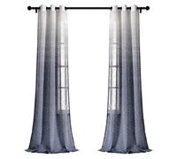 Lush Decor Coppia di tende a pannello trasparenti con occhielli a righe blu navy (213,4 x 96,5 cm), 213,4 x 38 cm