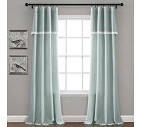 Lush Decor Coppia di tende da finestra in pizzo di lino, 213,4 x 96,5 cm, blu