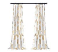 Lush Decor Coppia di tende lunghe a pannello con ananas, 132 x 213 cm (oro), 132 x 213 cm