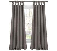 Lush Decor, Coppia di tende oscuranti isolate con passanti e nodi, 132 x 213 cm (larghezza x lunghezza), colore: grigio scuro, tende oscuranti tradizionali e francesi per soggiorno, camera da letto e