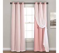 Lush Decor Coppia di tende per finestra, con rivestimento isolante oscurante, 274,3 cm di lunghezza x 96,5 cm, colore rosa