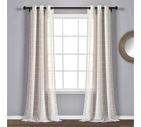 Lush Decor Coppia di tende trasparenti per finestra con occhielli, 241,3 cm di lunghezza x 96,5 cm di larghezza, beige