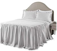 Lush Decor Copriletto a righe grigio vintage chic stile casale leggero 3 pezzi set queen size