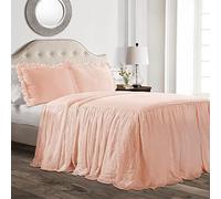 Lush Decor Copriletto con gonna a volant, poliestere, blush, regina