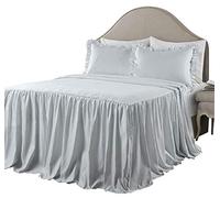 Lush Decor - Copriletto in rigatino leggero, in stile rustico Shabby Chic, per letto matrimoniale, set da 3 Pezzi, colore: azzurro lago