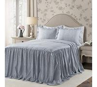 Lush Decor - Copriletto in rigatino leggero, in stile rustico vintage Chic, per letto queen-size, set da 3 Pezzi, colore: blu navy