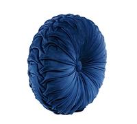Lush Decor Cuscino decorativo rotondo plissettato in morbido velluto, 38,1 cm, blu navy