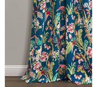 Lush Decor, Dolores, Coppia di tende a pannello filtranti per finestre, 132 x 213 cm (larghezza x lunghezza), colore: blu navy e multicolore, con stampa floreale con uccellini, tende stile