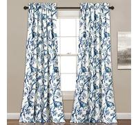 Lush Decor Tende Dolores oscuranti per finestra, set per soggiorno, sala da pranzo, camera da letto (coppia), 213,4 x 132,1 cm, blu, 2 pezzi