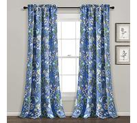 Lush Decor Dolores - Coppia di tende per finestra con filtro luminoso, 213,4 x 132,1 cm, colore: blu e verde