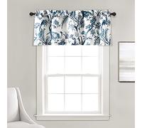 Lush Decor, Dolores, Tenda mantovana filtrante per la luce, 132,1 x 45,7 cm (larghezza x lunghezza), colore blu, mantovana in toile blu brillante e bianco, stampa floreale con uccelli, decorazione per