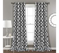 Lush Decor Edward Trellis Tende oscuranti bianco e nero per finestra, set per soggiorno, sala da pranzo, camera da letto (coppia), 241,3 x 52 L, bianco e nero