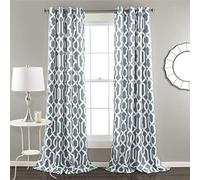 Lush Decor Edward Trellis Tende oscuranti Blu per Finestra, Set per Soggiorno, Sala da Pranzo, Camera da Letto (Coppia), Poliestere, W 52" x L 84" (1 Panels)