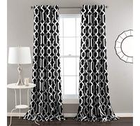Lush Decor Edward Trellis Tende oscuranti per Finestra, Set per Soggiorno, Sala da Pranzo, Camera da Letto (Coppia), Poliestere, Nero, W 52" x L 84" (1 Panels)
