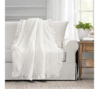 Lush Decor Ella - Coperta in pizzo shabby chic, 152,4 x 127 cm, colore: Bianco