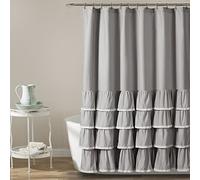 Lush Decor Ella Lace Ruffle Tenda da Doccia, Poliestere, Grigio, W 72" x L 72" (1 Panels)
