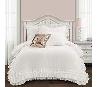 Lush Decor Ella - Set di 2 trapunte in pizzo shabby chic, 2 pezzi, colore: Bianc