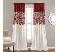 Lush Decor Estate Garden Tende con stampa filtrante per finestra, set per soggiorno, sala da pranzo, camera da letto (coppia), 213,4 x 132,1 cm, rosso