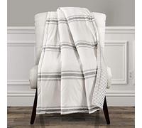 Lush Decor Farmhouse - Coperta a righe, 150 x 150 cm, colore: grigio