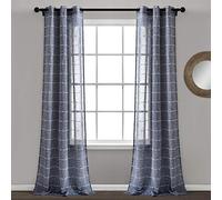 Lush Decor Farmhouse - Coppia di tende da finestra, 274,3 x 96,5 cm, colore: blu navy