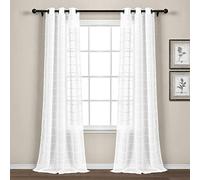 Lush Decor Farmhouse - Coppia di tende da finestra in tessuto strutturato, 304,8 x 96,5 cm, colore: Bianco candeggina